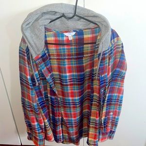 Time and Tru Plaid Hooded Flannel Sweatshirt